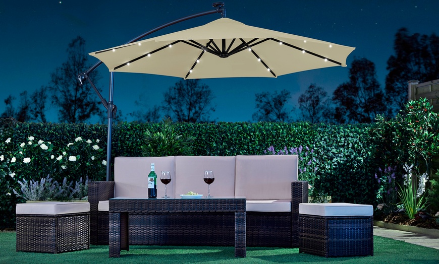 Image 5: Cantilever Parasol with Solar LED Light System and Cover