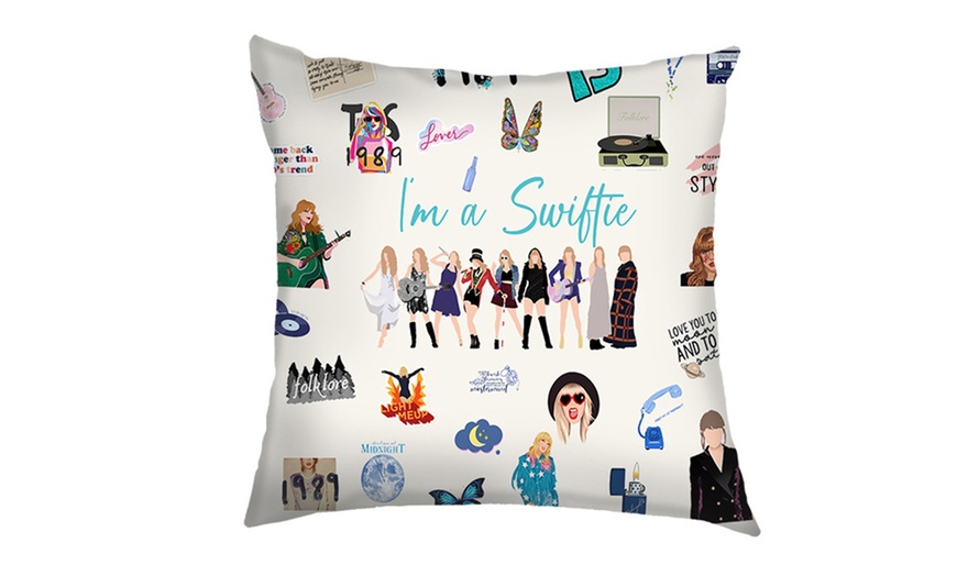 Image 2: 4 Piece Taylor Swift Themed Throw Pillow Cushion Covers