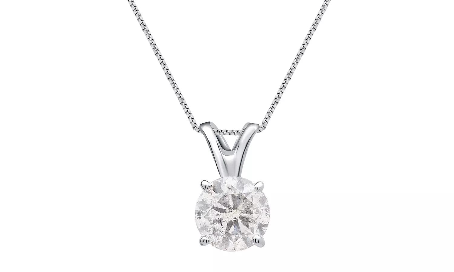 Clearance: 1–2 CTTW Diamond Solitaire Pendant in 14K White Gold by Brilliant Diamond - Primary Image