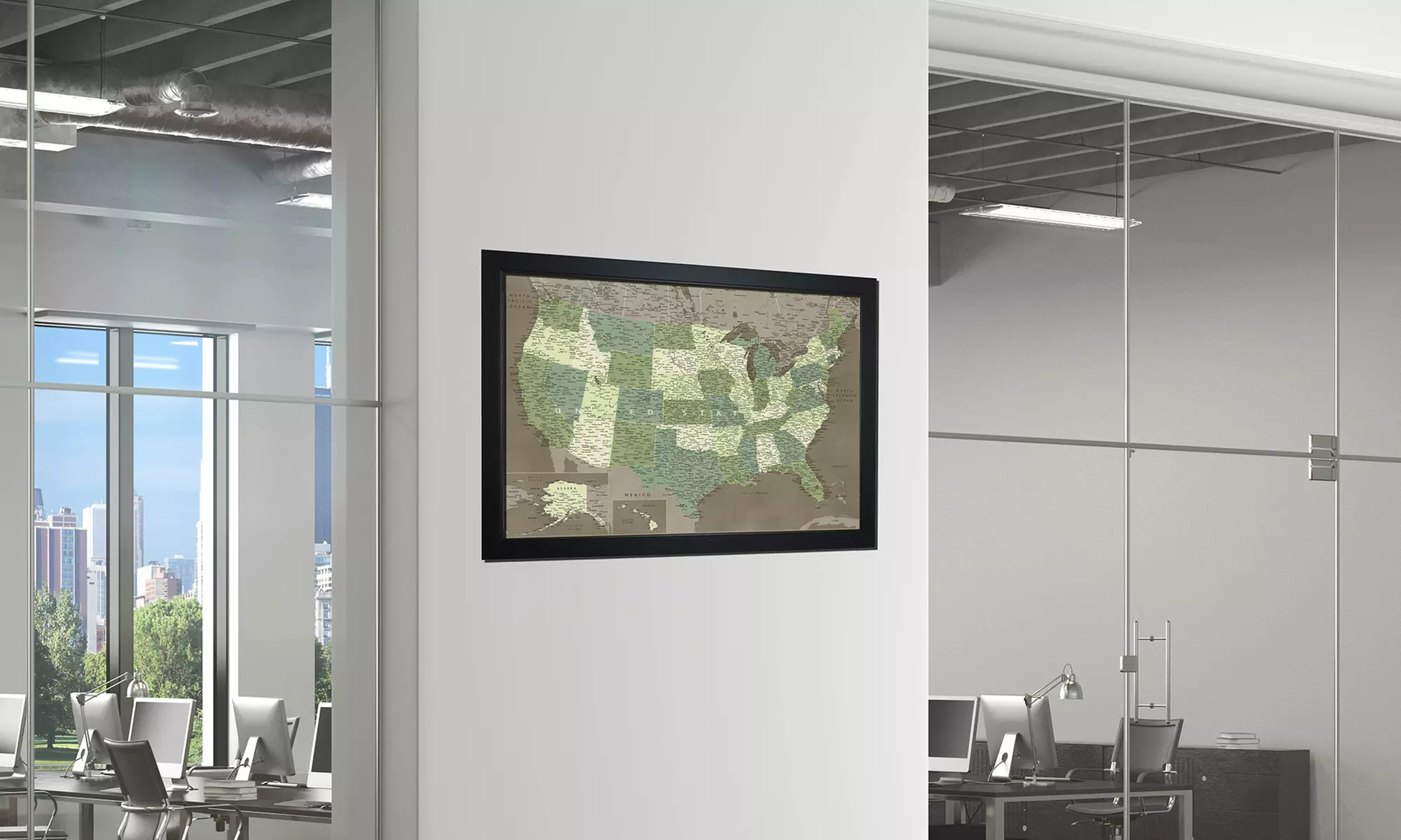Magnetic USA and World Framed Travel Maps - Primary Image