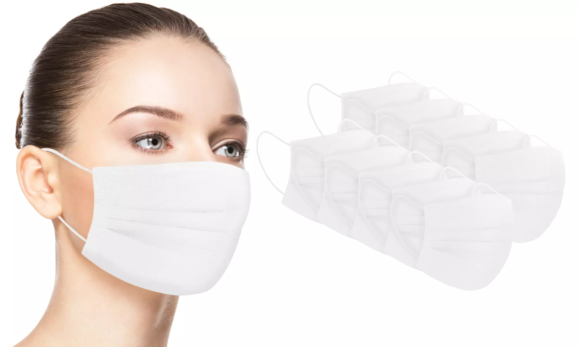 Disposable Non-medical 3-Ply White Face Masks (50-Pack) - Primary Image