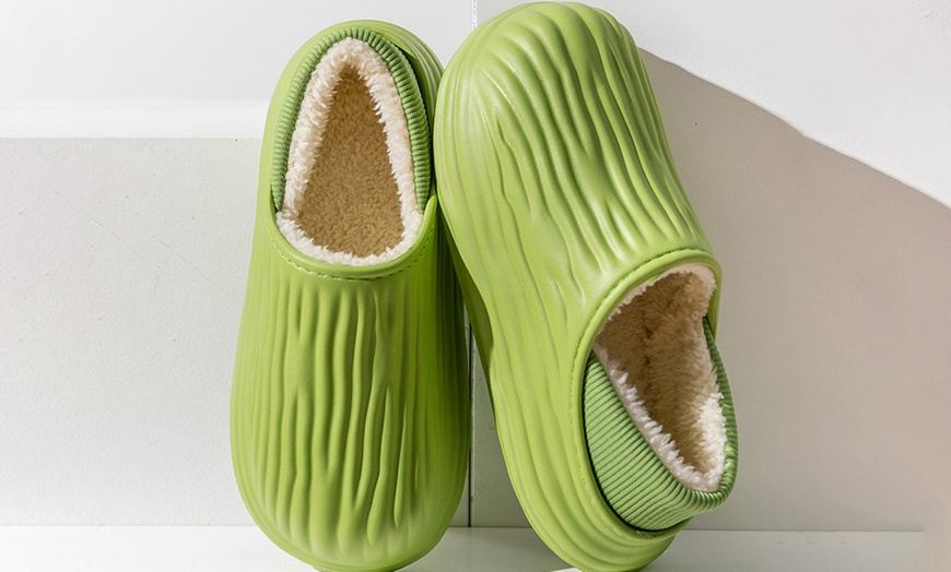 Image 10: Water-Resistant Plush-Interior Slippers