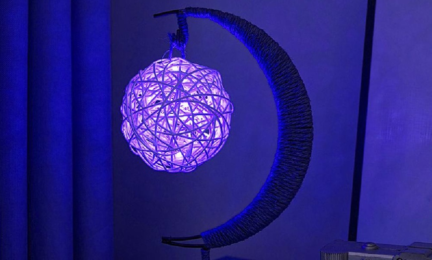 Image 19: LED Half-Moon Rattan Ball Lamp