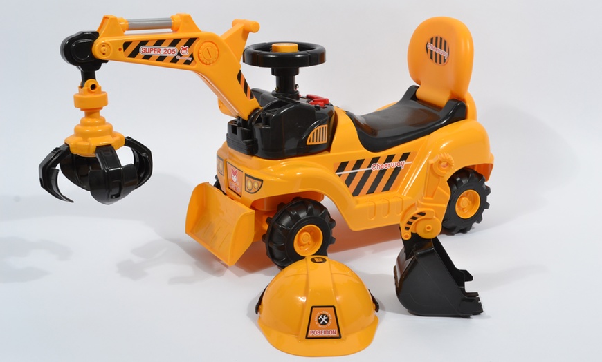 Image 2: Ride-On Toy Digger with Helmet