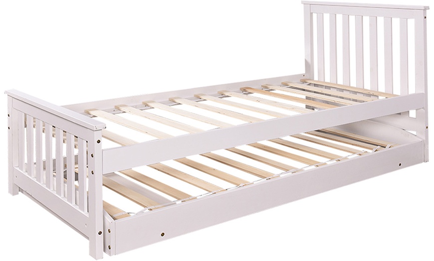 Image 5: Single Wooden Bed with Trundle