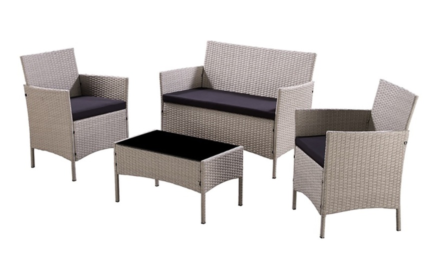 Image 27: 4-Piece Rattan-Effect Lounge Set