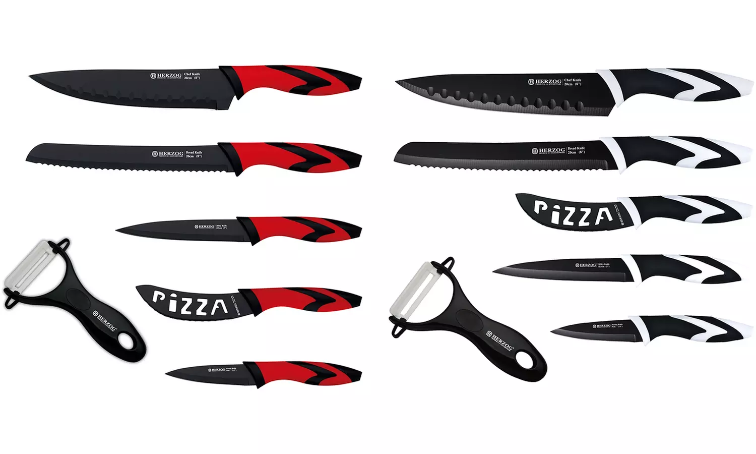 1 ou 2 sets de 5 couteaux inox revêtement anti-adhésif + économe Herzog - Primary Image