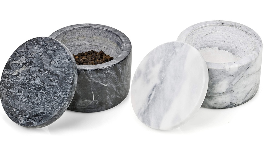 Image 2: Marble Salt and Pepper Bowls Set