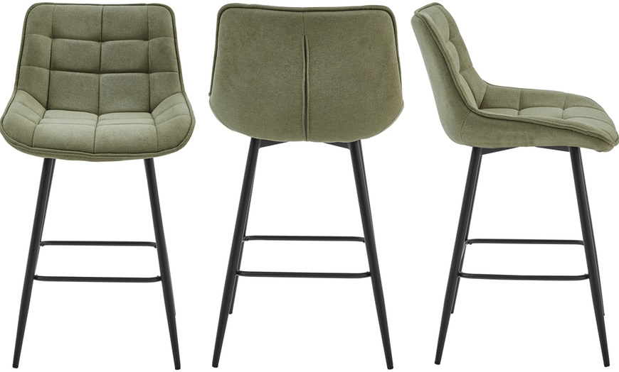Image 6: Lot de 2 tabourets de bar en métal noir et tissu