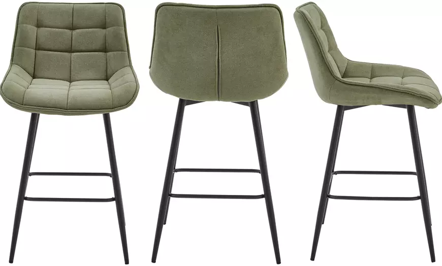 Image 6: Lot de 2 tabourets de bar en métal noir et tissu