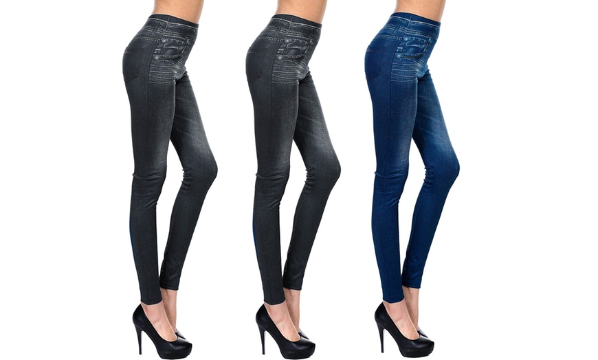 Image 11: Legging met denim-effect