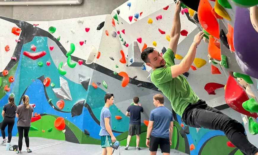 Image 1: Enjoy a Full Day of Indoor Rock Climbing at The Crux Bouldering Gym