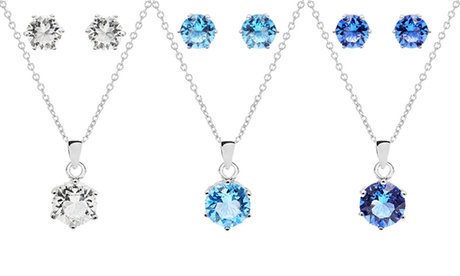 Ensemble pendentif et boucles d'oreilles avec pierre de naissance en cristaux Swarovski®