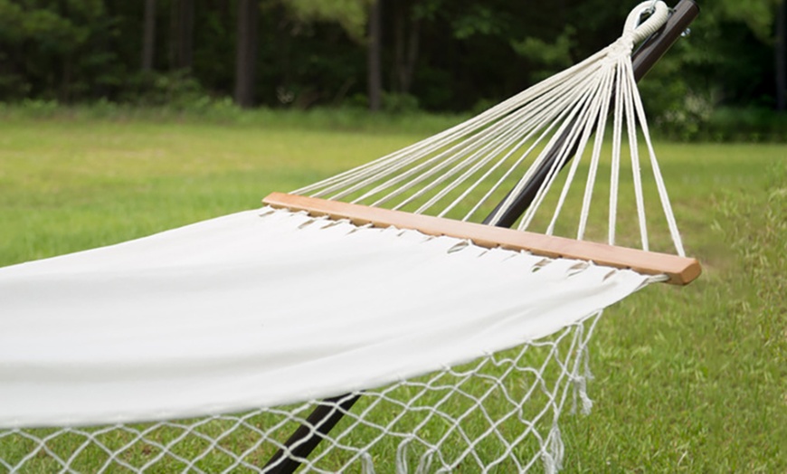 Canvas Hammock with Fringe | Groupon