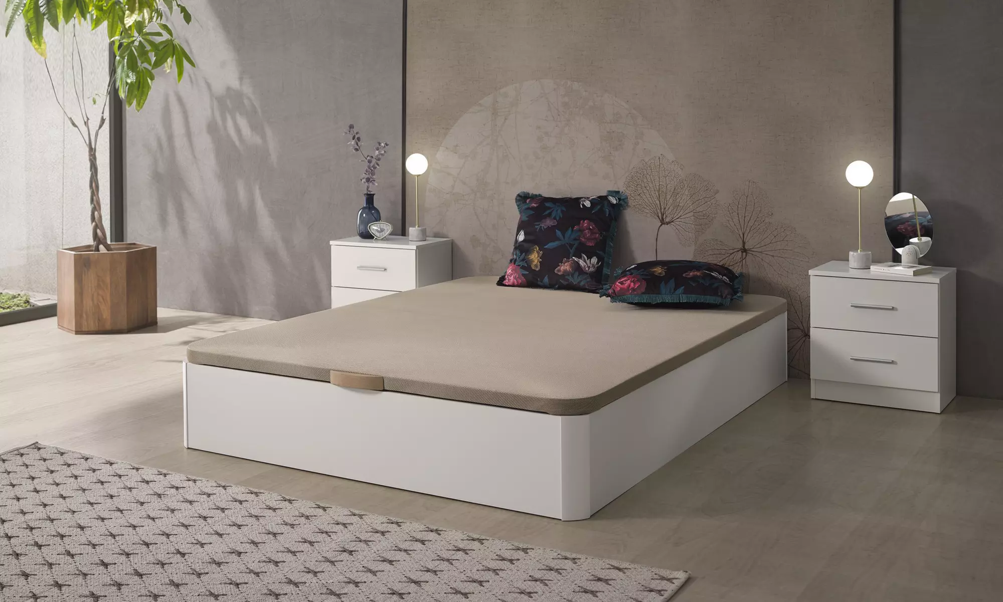 Canapé abatible de madera en color blanco, montaje incluido