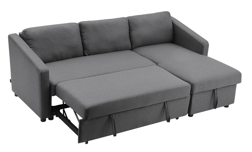 Image 7: Corner Sofa Bed with Storage for 3 Seaters