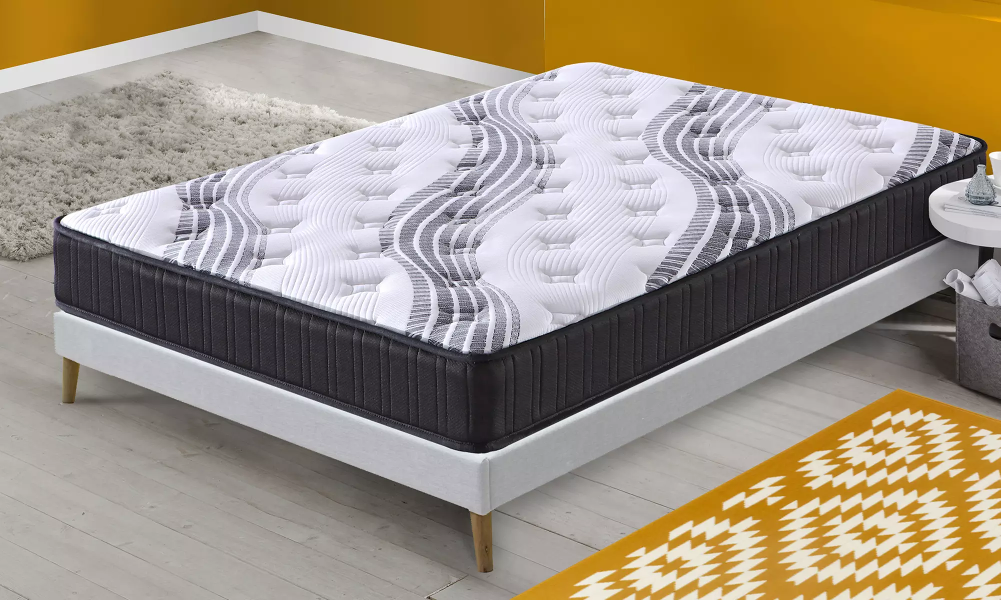 Matelas Métropolis 22cm mémoire de forme et ressorts ensachés, fibres de Bambou et fibres creuses siliconées, Sampur - Primary Image