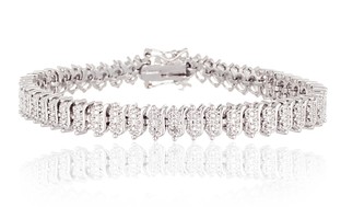 Diamond Accent Tennis Bracelet in 18K White Gold Plating