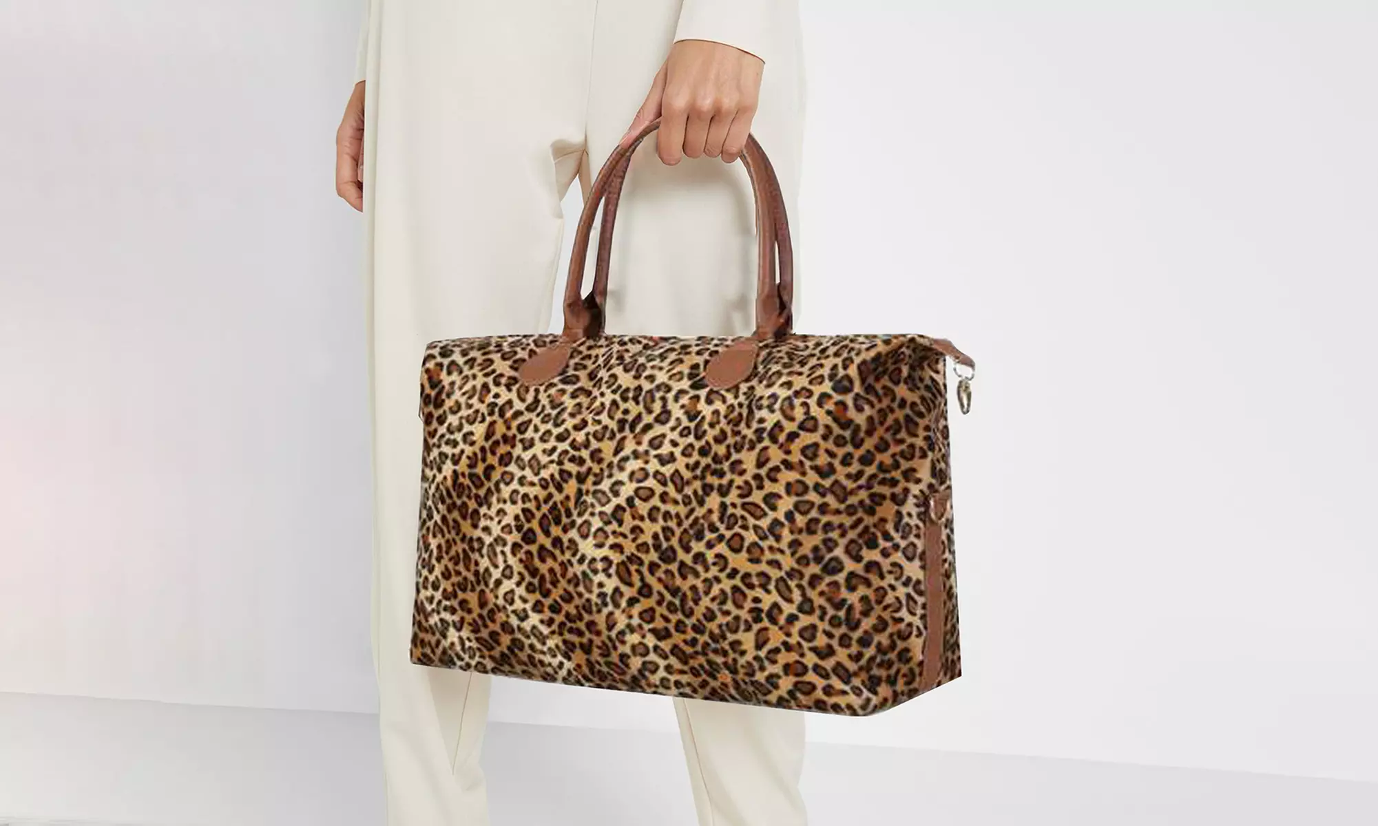 Large Leopard Print Weekender Bag - Primary Image