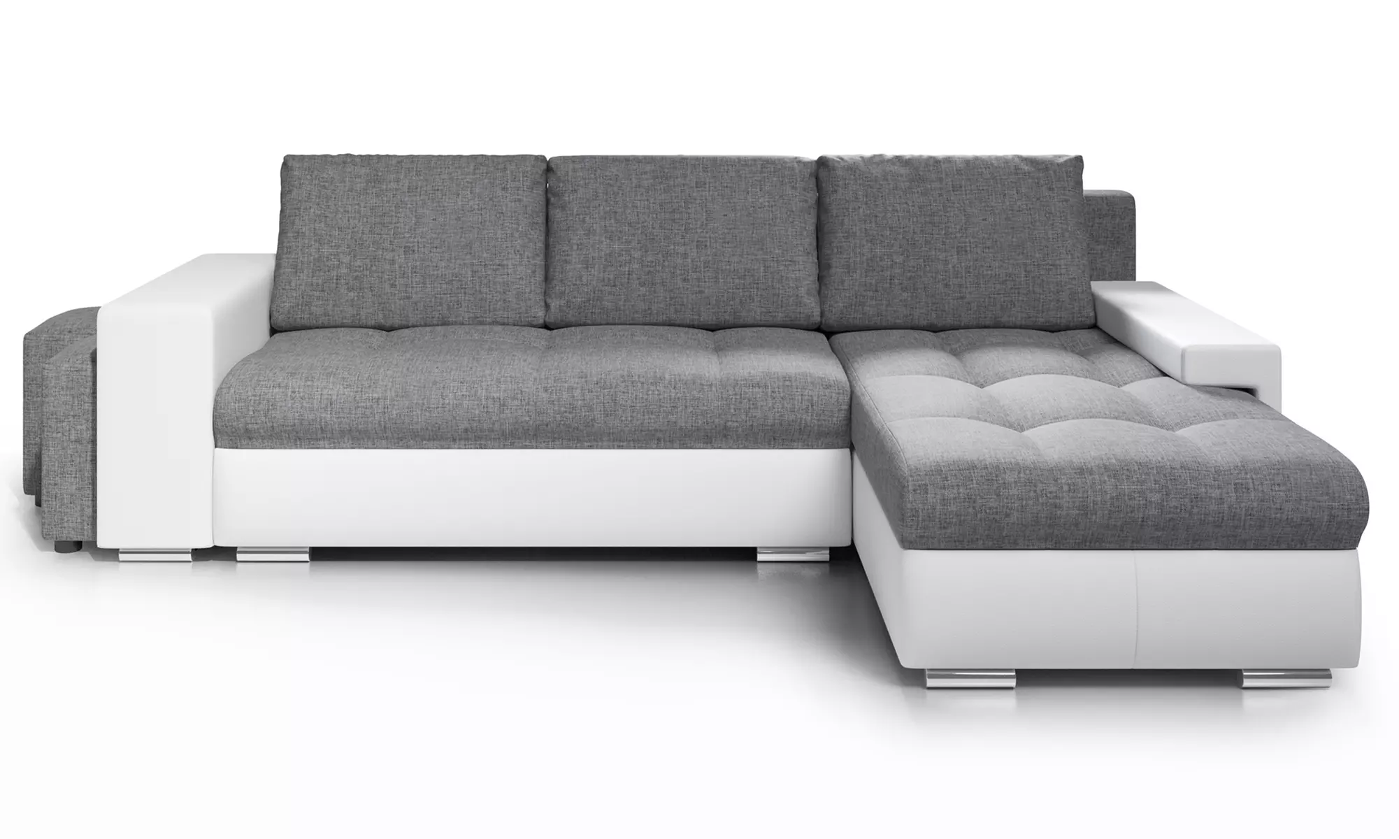 Canapé angle convertible et ses poufs