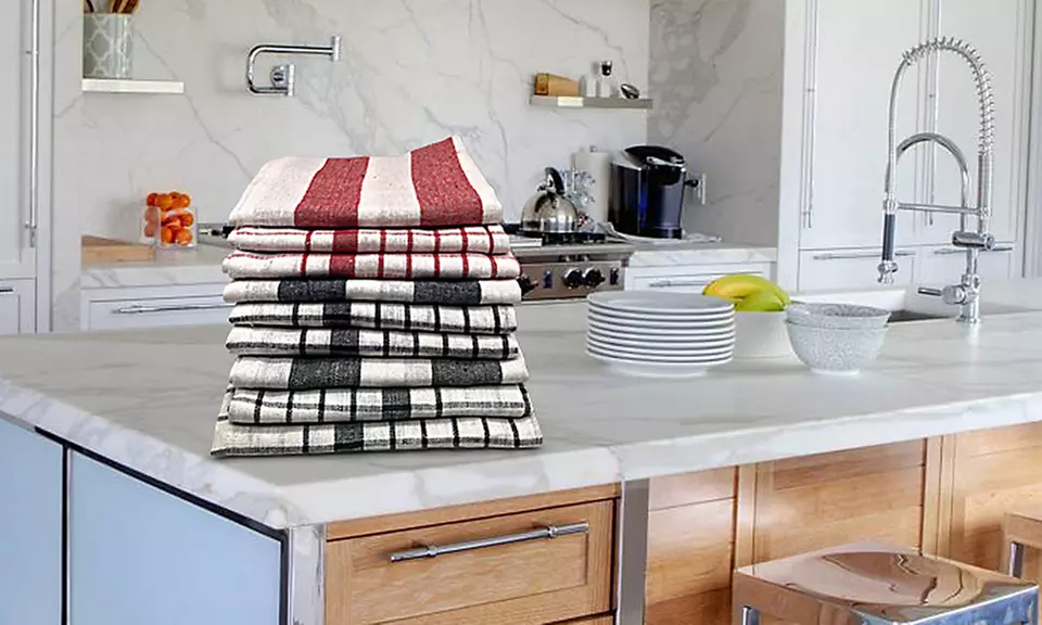 1 ou 2 lots de 9 ou 10 serviettes de cuisine en coton de Cenocco, modèle au choix - Primary Image