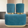 Image 10: Set di 3 pouf moderni in velluto