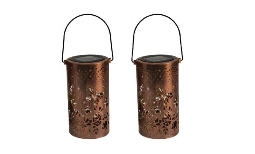 Image 7: One or Two Butterfly-Design Solar Hanging Lanterns