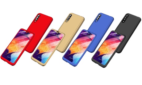 Cover in vetro temprato per Samsung Galaxy A10, A20e, A40, A50 e A70, disponibili in 4 colori