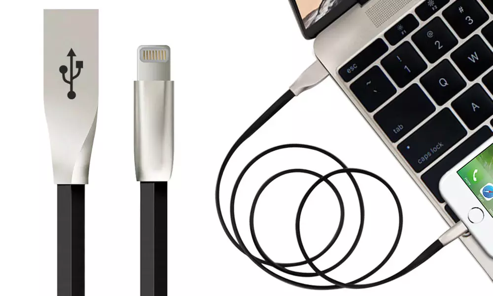 1 ou 2 Câbles anti-enchevêtrement de chargement jusqu'à 3 mètres pour iPhone 5/5S/SE/6/6S/6+/6S+/7/7+, livraison offerte - Primary Image