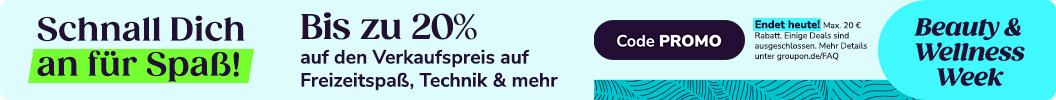 Erhalte bis zu 20% auf lokale Deals, Shopping & Reisedeals mit dem Code PROMO. Endet heute. Einige Deals sind ausgeschlossen.