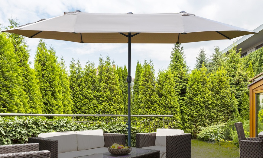 Image 1: Outsunny 4.6m Double-Sided Garden Parasol