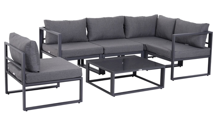 Image 2: Outsunny Six-Piece Outdoor Indoor Sectional Corner Sofa Set