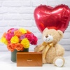 Image 1: Send Fresh Roses with Premium Assorted Chocolates, Teddy Bear, & Balloon Bundle Option | Pickup or Same Day Flower Delivery (Up to 30% Off)