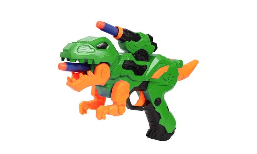 Image 3: Dinosaur Game Blaster Gun With Soft-Foam Darts and Targets