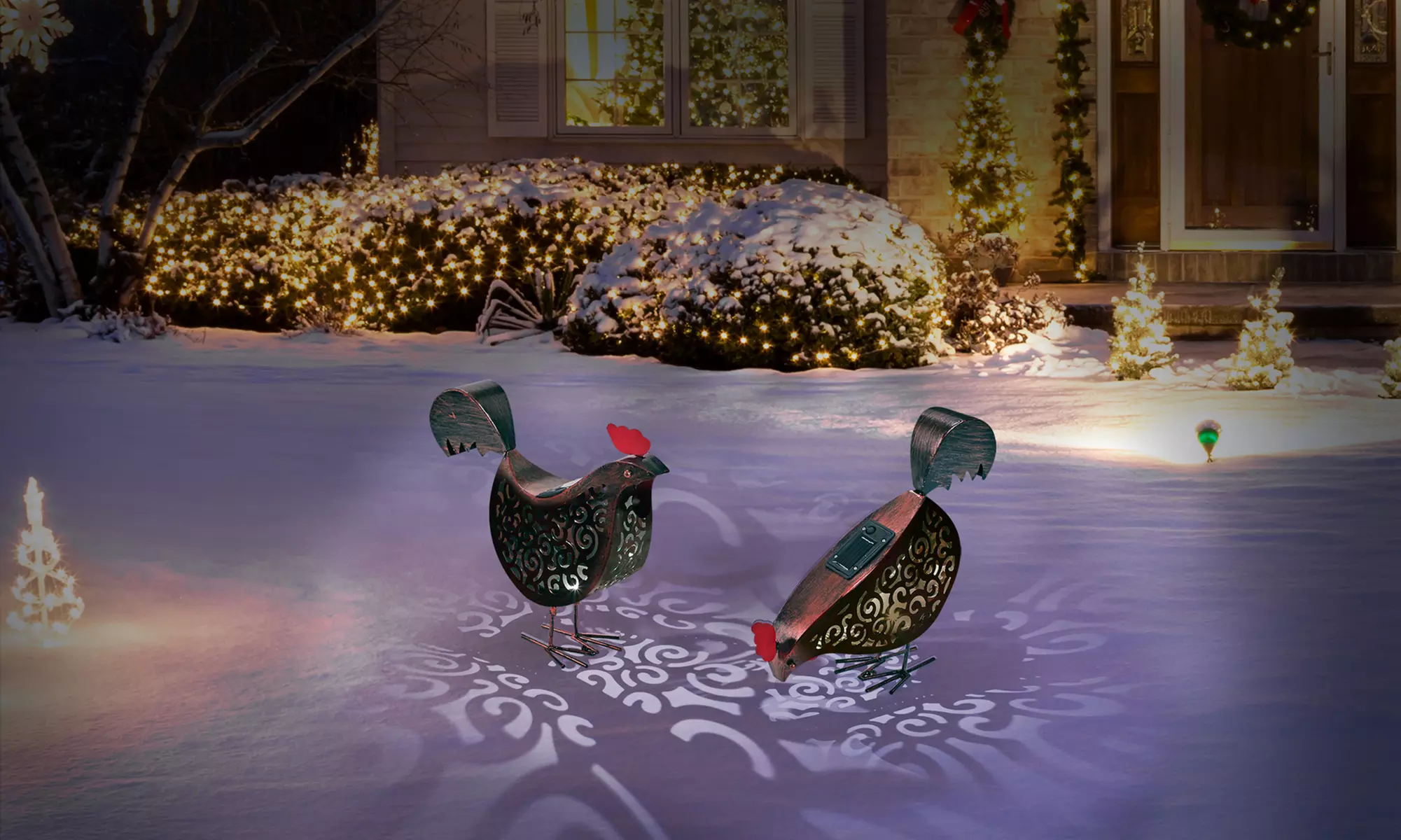 1, 2 ou 4 poules LED solaires décoratives pour jardin - Primary Image