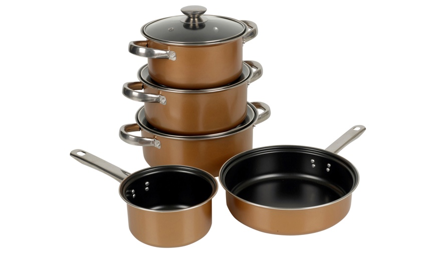 Image 2: Eight-Piece Non-Stick Copper Cookware Set