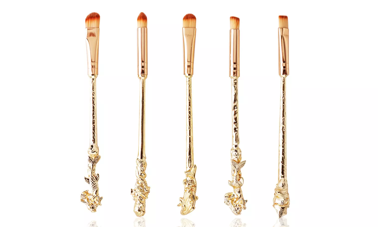 Professional Wizard Wand Metal Makeup Brush Set (5-Piece) - Second Medium