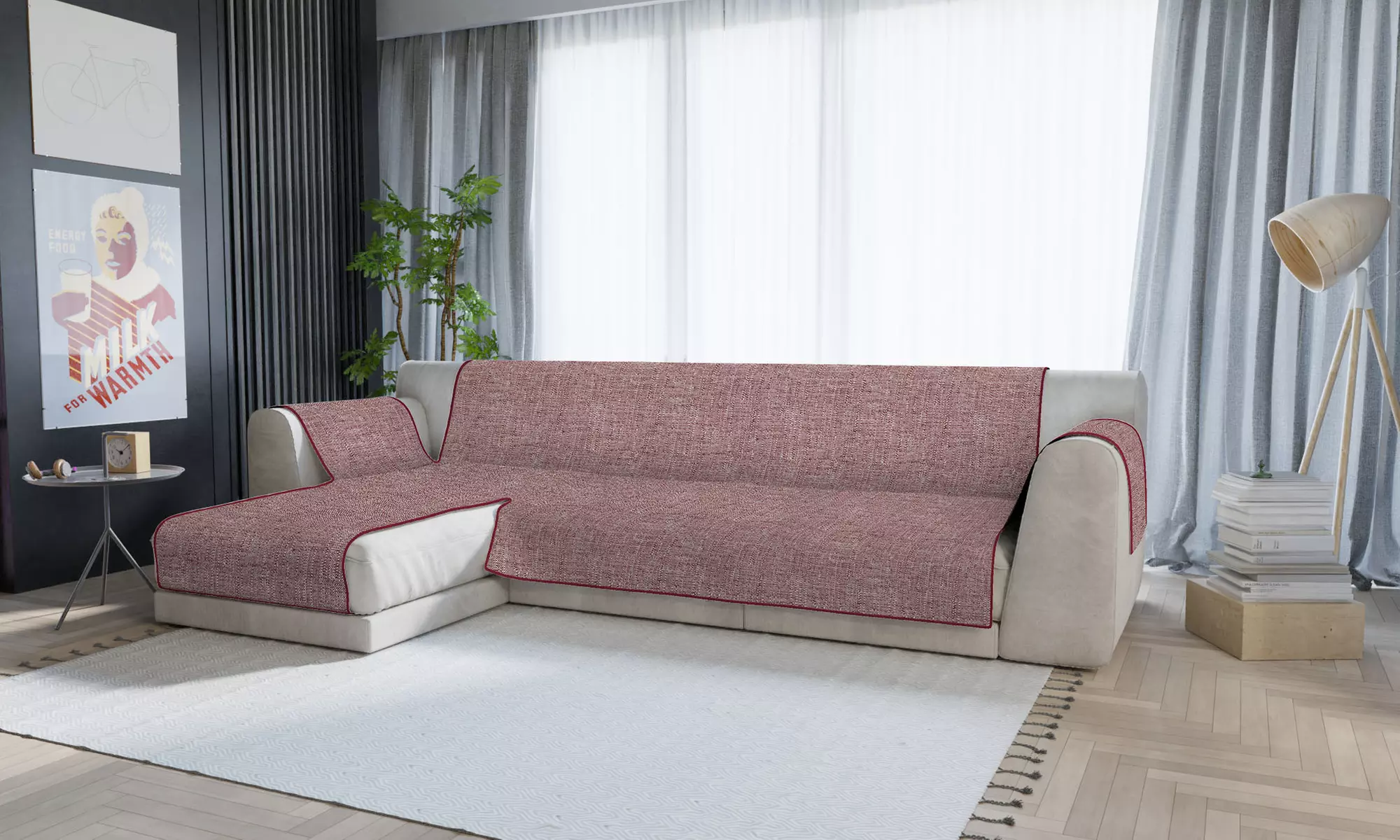 Copridivano antiscivolo con penisola