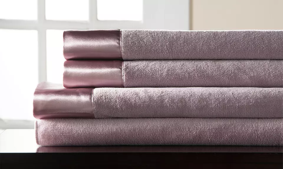 Satin-Trimmed Microfleece Sheet Sets - Second Medium