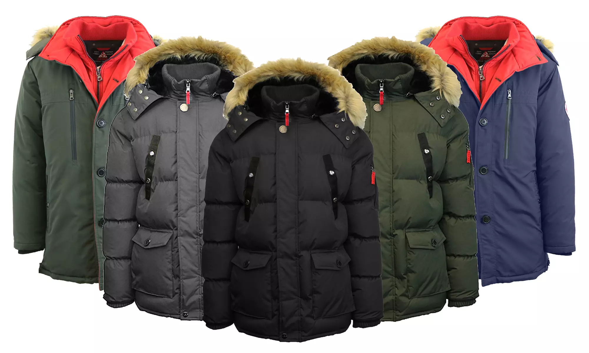 Spire By Galaxy Men's Heavyweight Parka Jacket with Detachable Hood (S-2XL) - Primary Image