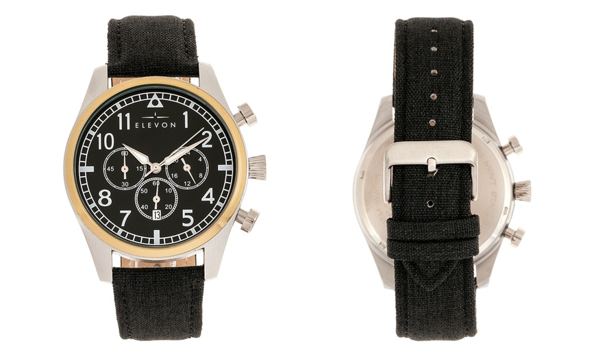 Image 26: Elevon Leather-Band Men's Watch