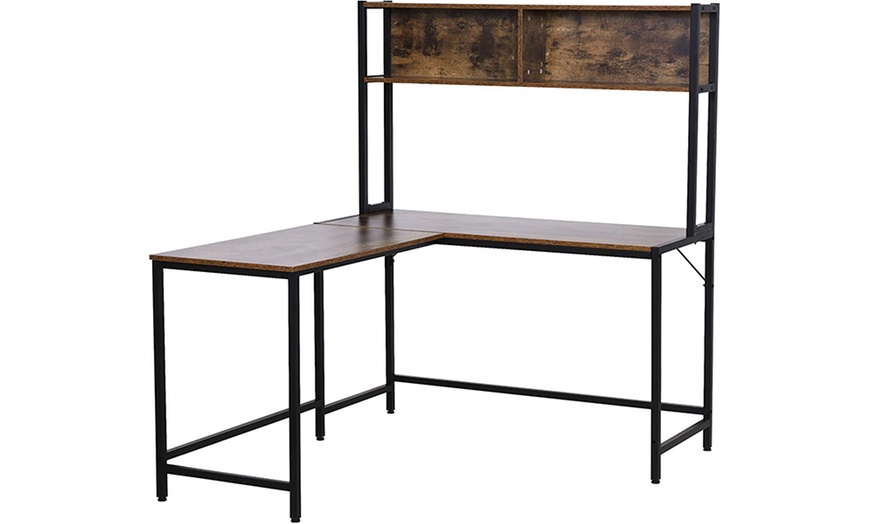 Image 3: HomCom Rustic Brown Desk