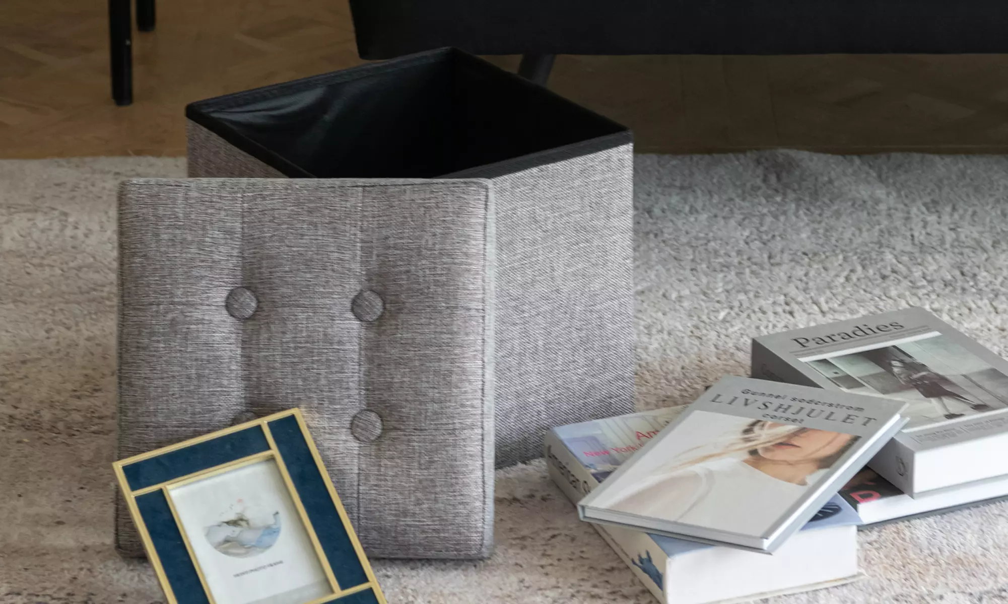 Folding Ottoman Storage Benches with Hidden Storage