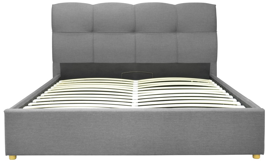 Image 7: Lit coffre "Jumbo" XXL en tissu option matelas de Sampur 