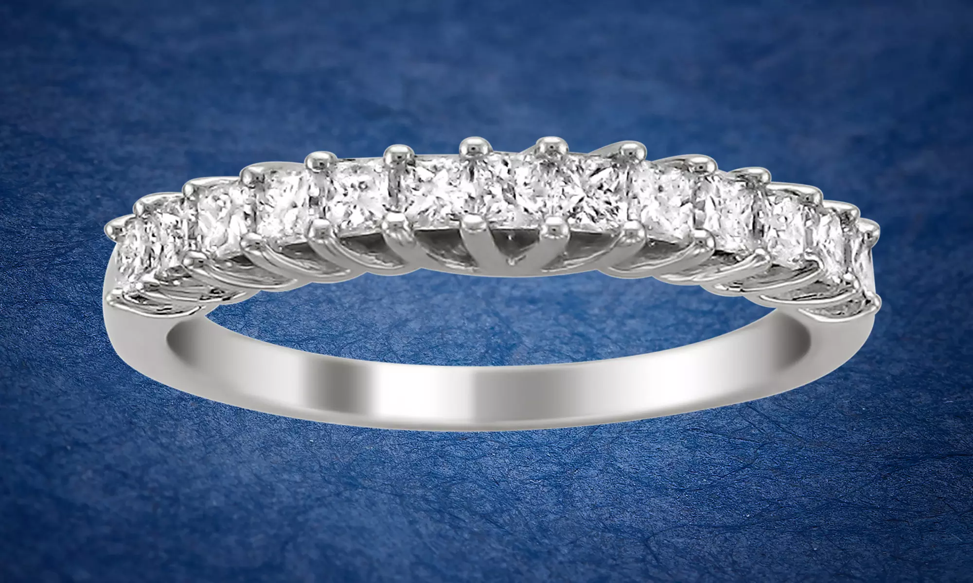 3/4 CTTW Princess-Cut Diamond Wedding Band in 14K Gold by Brilliant Diamond - Primary Image