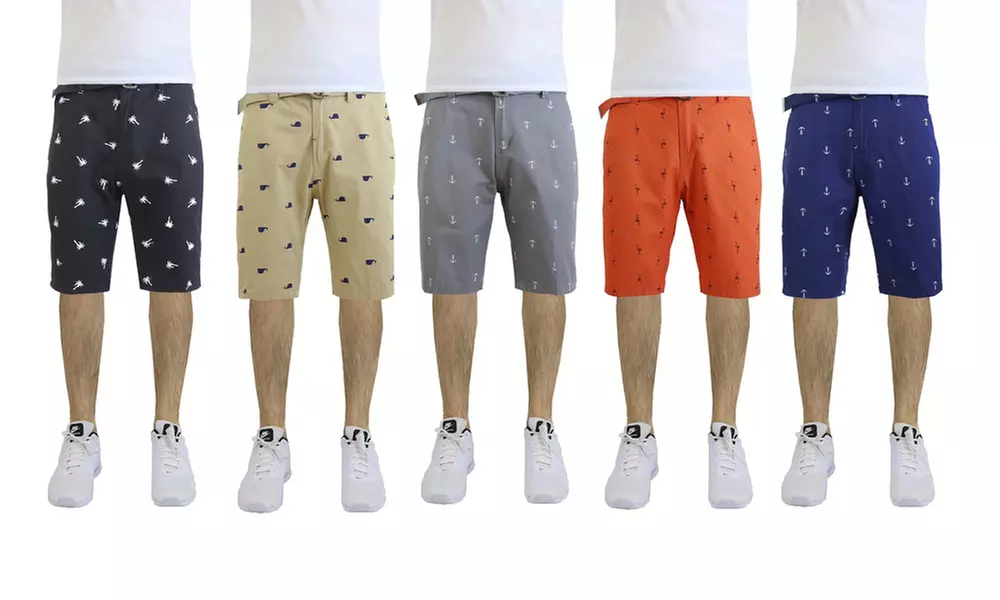 Harvic Galaxy Men's Fashion Printed Belted Cotton Shorts - Primary Image