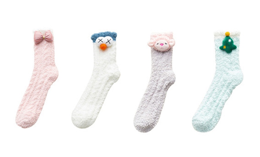 Image 8: Four or Five Pairs Coral Fleece Socks