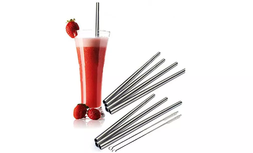 Stainless Steel Drinking Straws with Brush (5- or 10-Pack) - Image 4