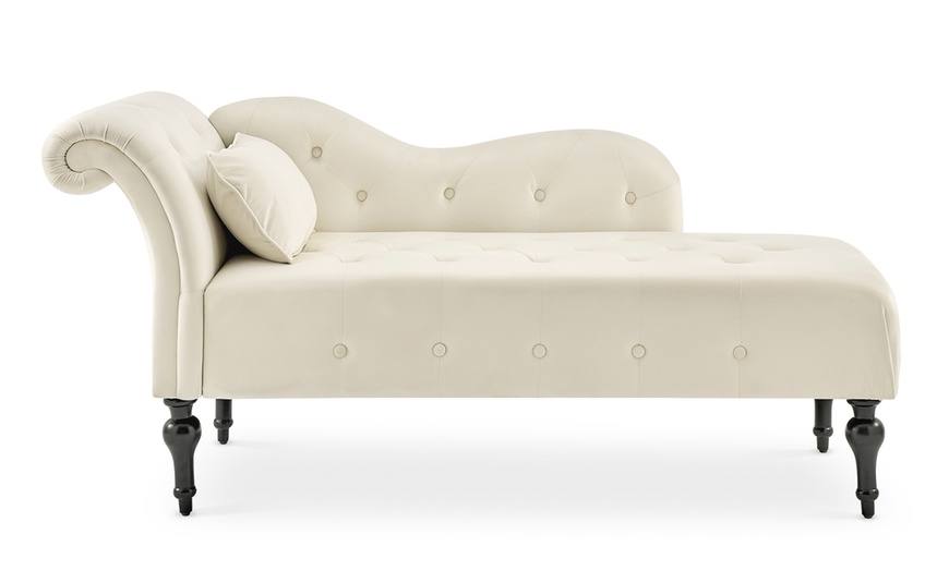 Image 12: Velvet Chaise Lounge Sofa 