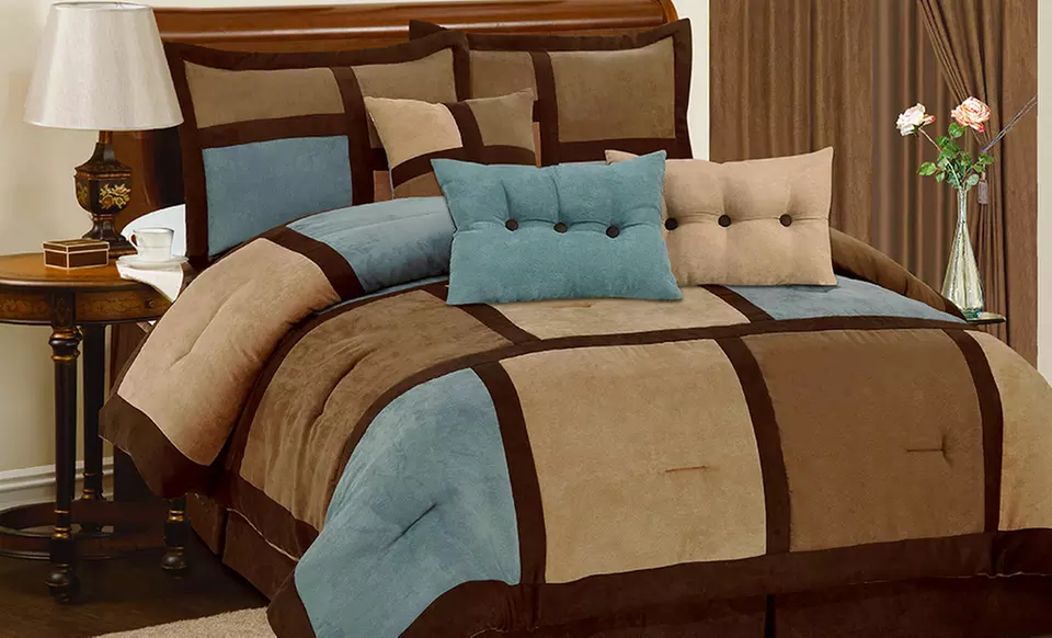 Microsuede 7-Piece Embroidered Comforter Sets. Multiple Sizes. Free Returns. - Second Medium